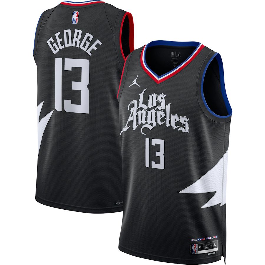 Men Los Angeles Clippers 13 Paul George Jordan Brand Black 2022-23 Statement Edition Swingman NBA Jersey